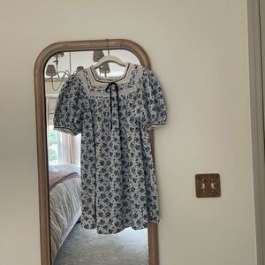 Floral Blue and White Dress